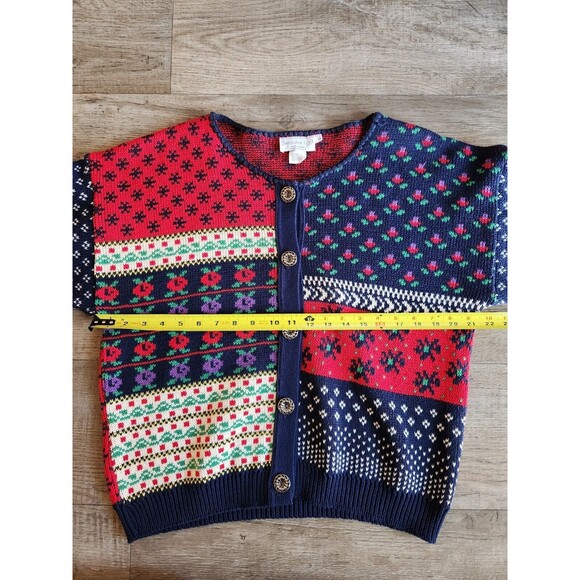 Vintage Sweater Loft Christmas Cardigan Sweater Snowflake Pattern Size Large - Picture 4 of 5
